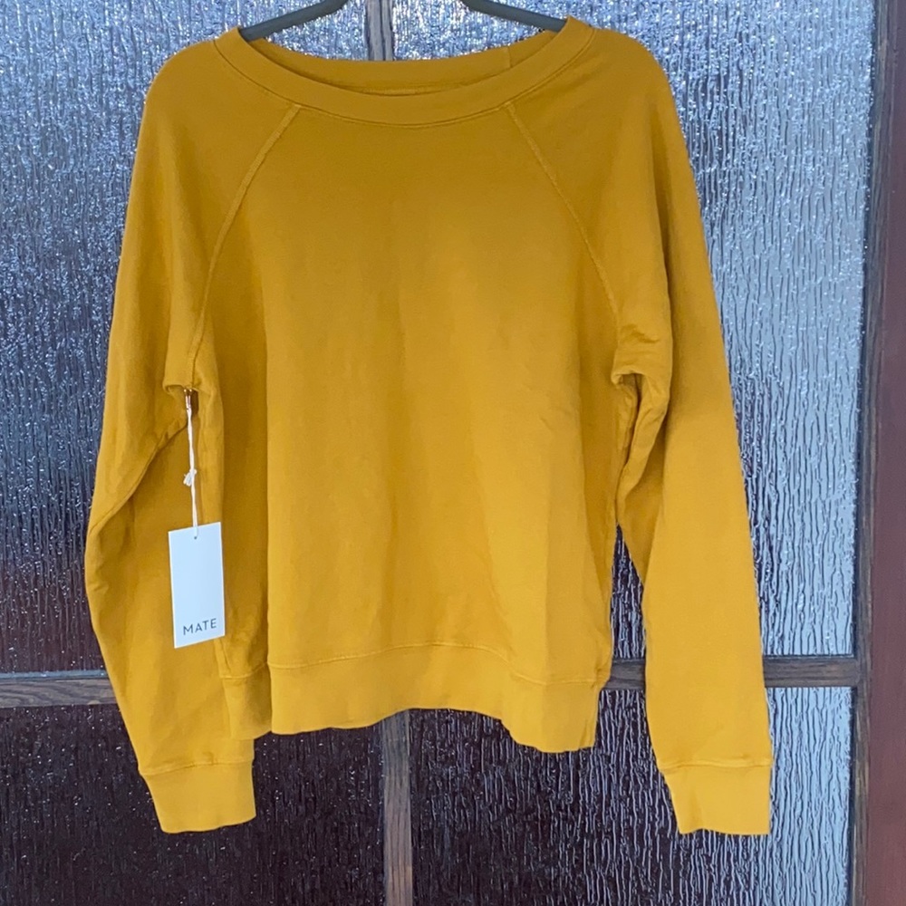 New Mate the Label Turmeric Fleece Raw Neck Sweatshirt L